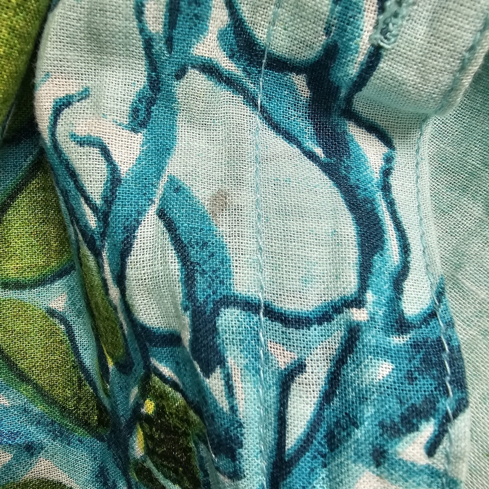 Antica Sartoria by Giacomo Cinque Tunic Shirt L Large Green Blue Coral Print - Picture 8 of 12